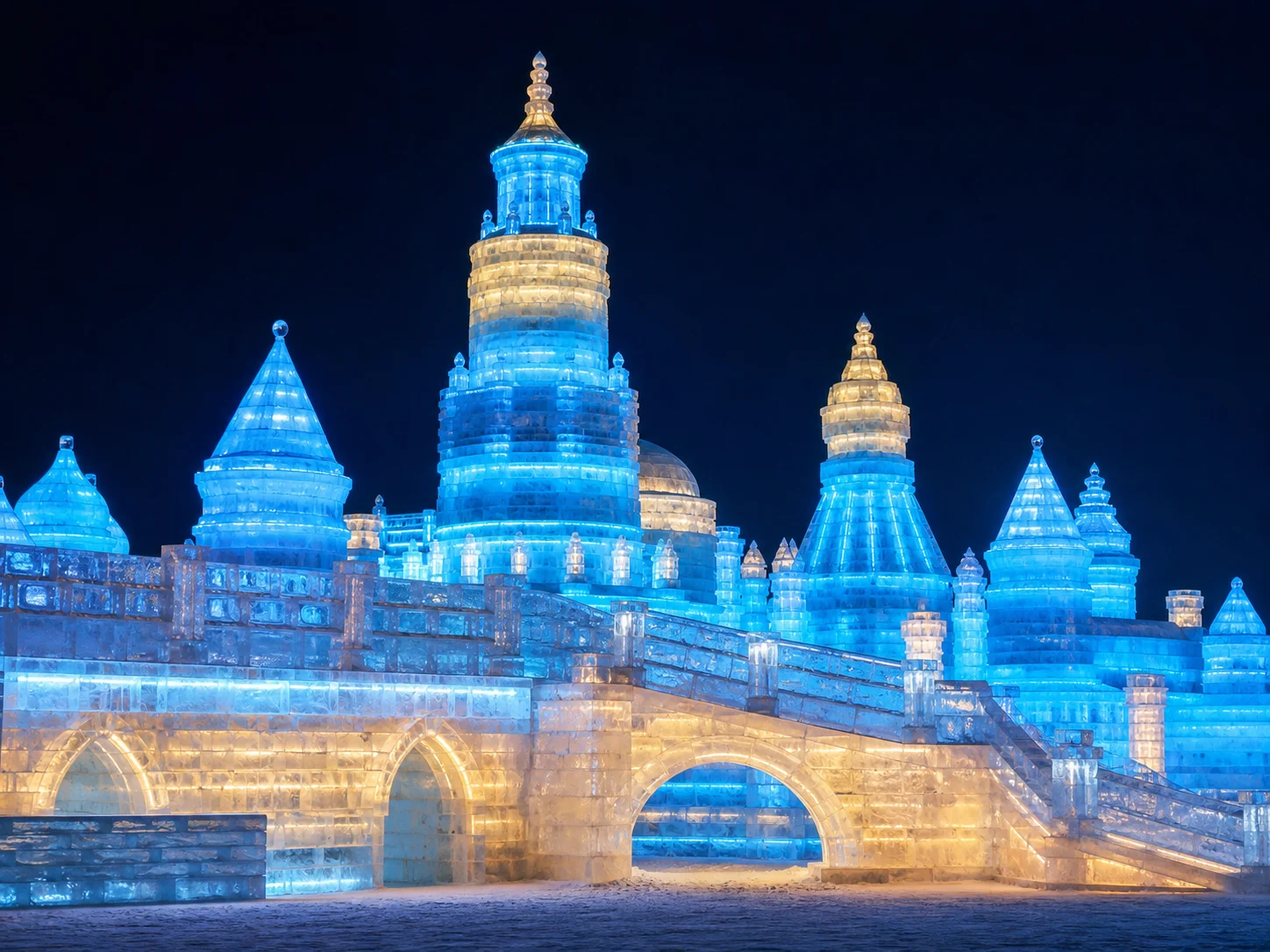 Ice city after dark